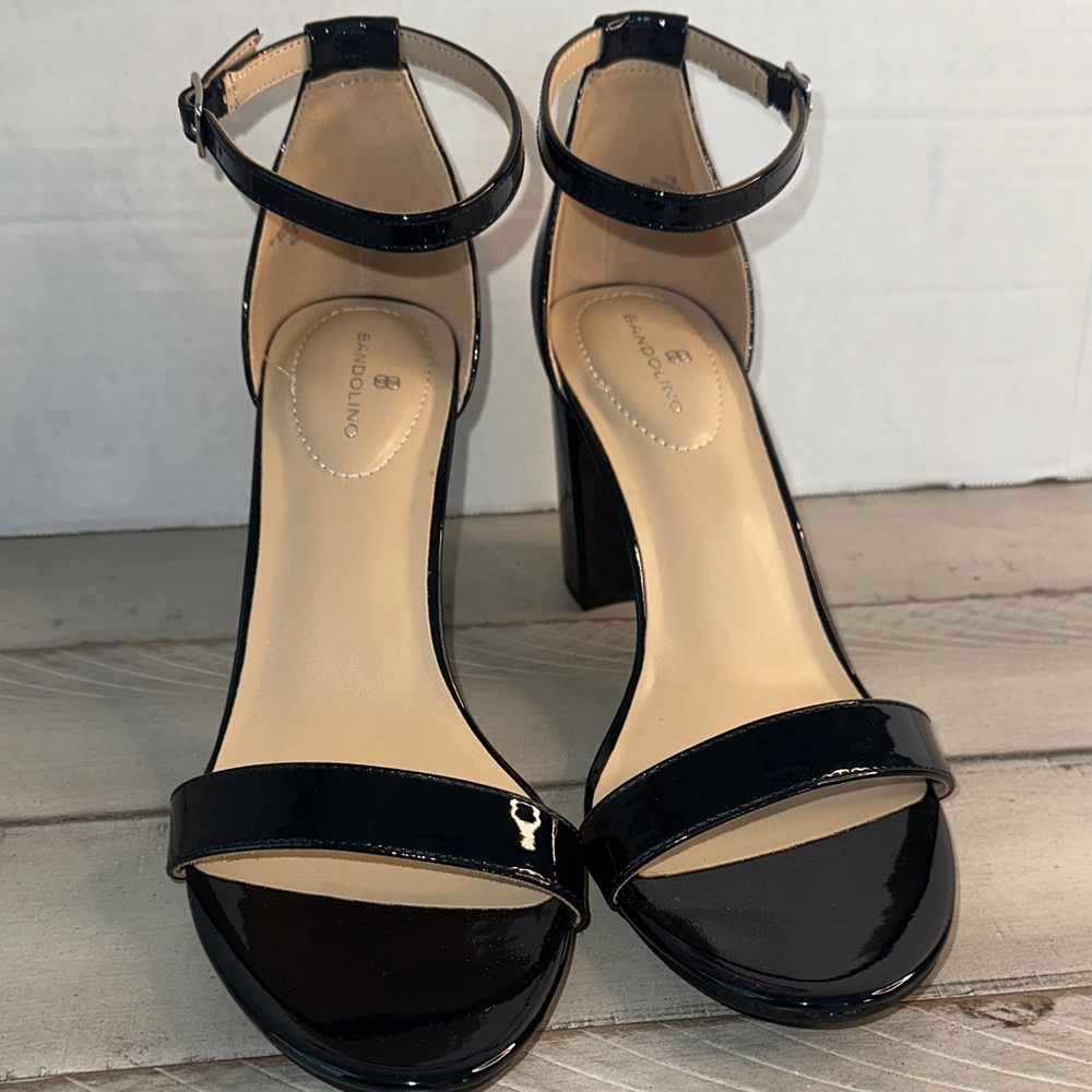 Bandolino Glossy Dark Blue Ankle‎ Strap Heels